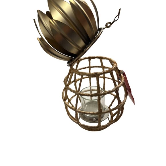 Opalhouse Candleholders Pineapple Design Set of 3 Rattan & Metal 9" - Picture 4 of 6